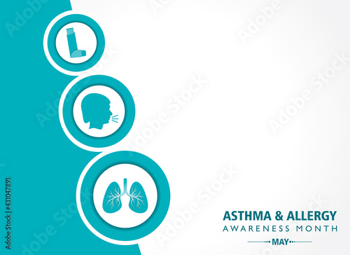 Vector illustration of asthma and allergy awareness month observed each year in May