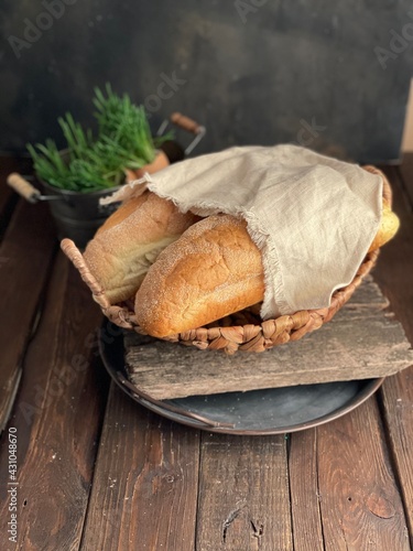 Food photography, cornbread on wood background.