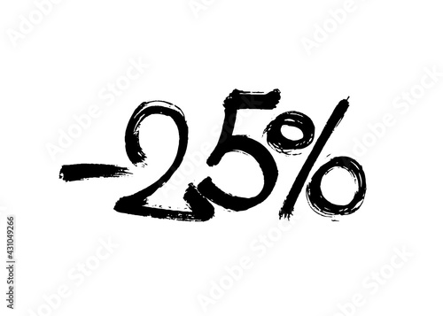 Graffiti lettering discount -25 percent. Vector template on white background