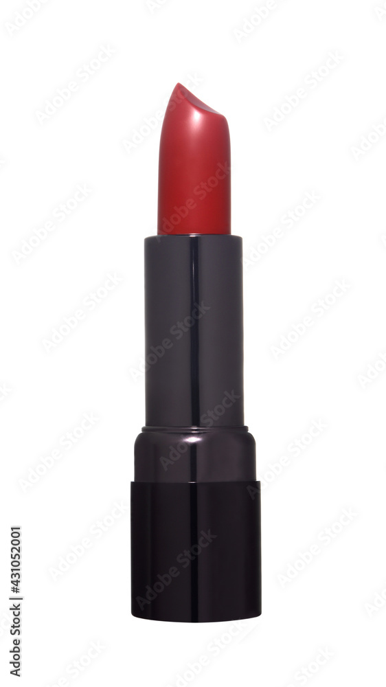 Open red lipstick dark gray black tube