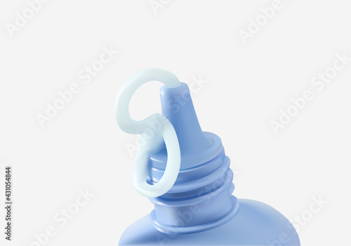 Natural skincare product branding mock up. Blank blue  bottle plastic tube. Packaging of cream, body lotion, serum, gel or facial foam. 3d realistic vector.