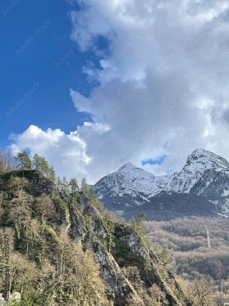 mountains and clouds