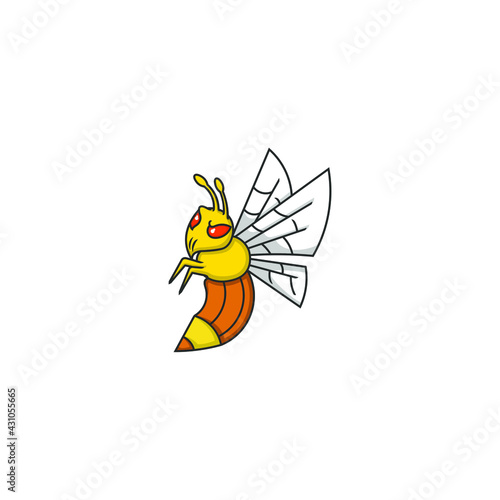 ini adalah logo ilustrasi lebah yang sedang terbang photo