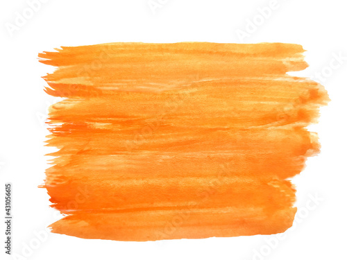 orange watercolor stain isolated on white background