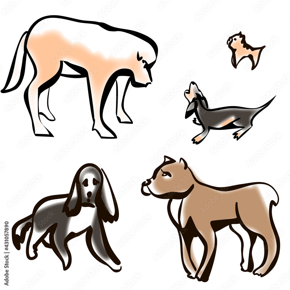 Dog Collection icons symbol set on white.