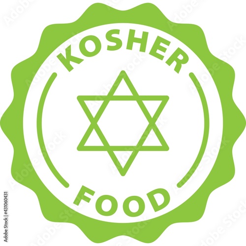 kosher food green stamp badge outline icon label