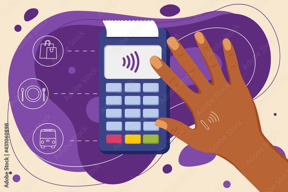 African American human microchip implant in hand. NFC implant