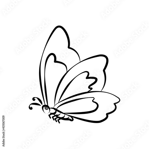 Butterfly icon in trendy flat design