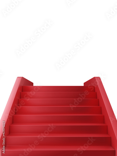 3d render of red stair stand or stage with blank background