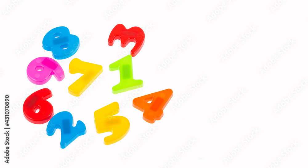 Naklejka premium Set of plastic numbers with magnet from 1 to 9