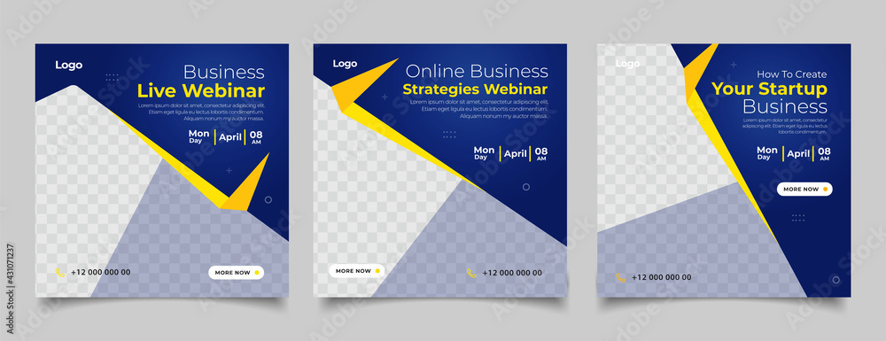 Fototapeta premium Business webinar banner for social media post template 