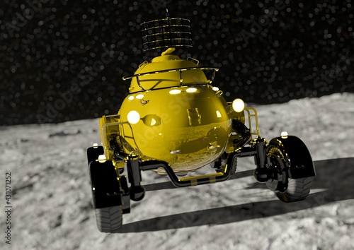 lunar roving vehicle on the moon rear cool view
