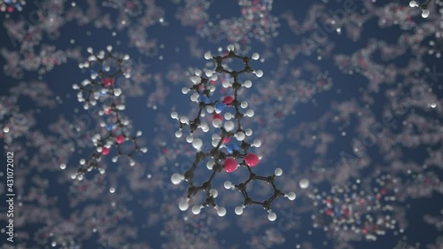 Generic lopinavir molecule. Molecular model. Looping seamless 3d animation photo