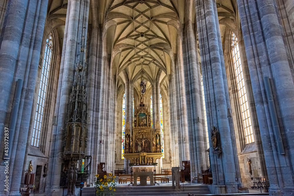 DINKELSBUHL, GERMANY, 27 JULY 2020: interior of the Cathedral