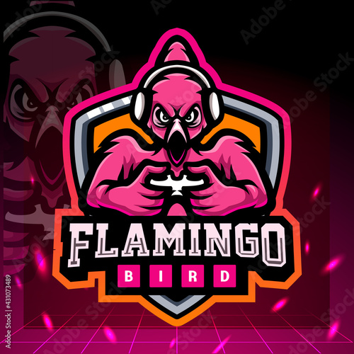 Flamingo gaming mascot. esport logo design © REYYARTS
