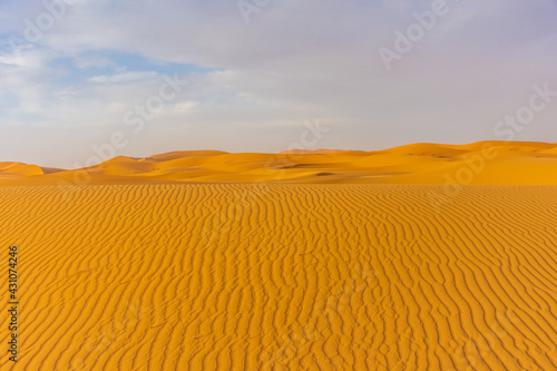 Beautiful landscape of the dunes in the Sahara Desert  Merzouga  Morocco