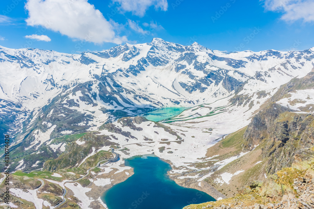 Amazing Alpine landscape with lakes in Gran Paradiso National Park, Piedmont Italy