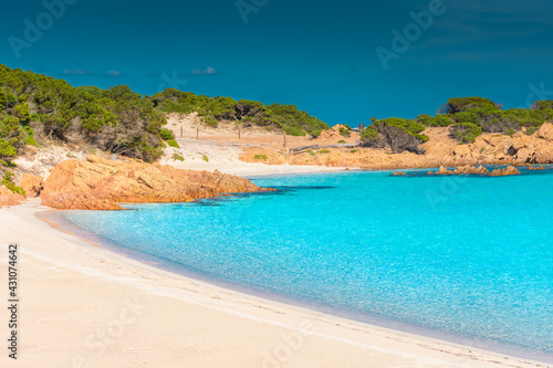 Amazing pink sand beach in Budelli Island  Maddalena Archipelago  Sardinia Italy
