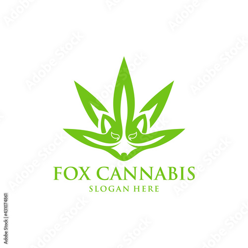 Nature Fox Cannabis Vector Logo Design