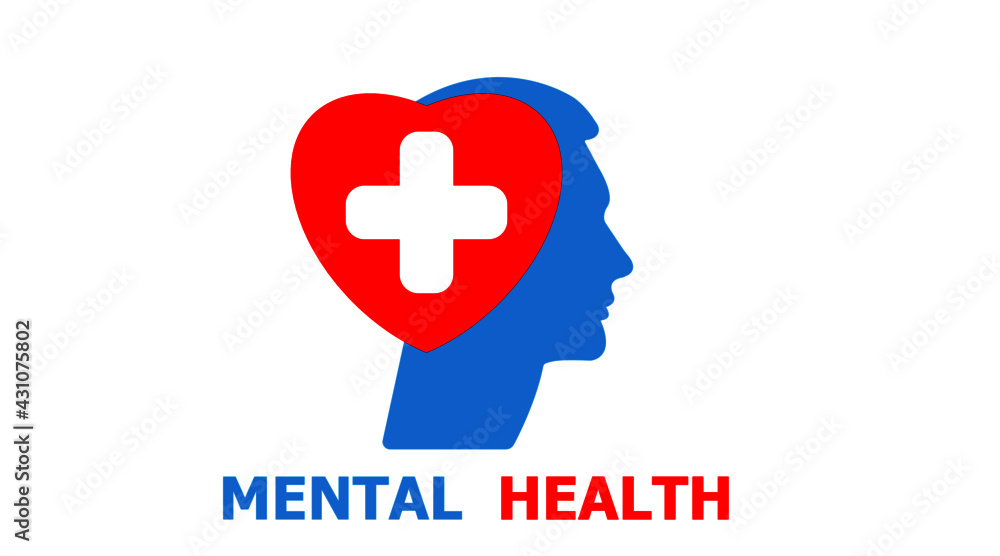 Mental health, human head, psychological help, psychiatry concept, therapy course, cognitive development, vector line icon