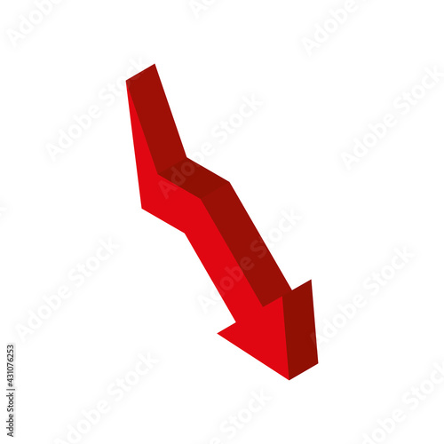 financial down arrow isometric