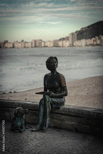 statue of writer Clarice Lispector at Leme beach in Rio de Janeiro photo