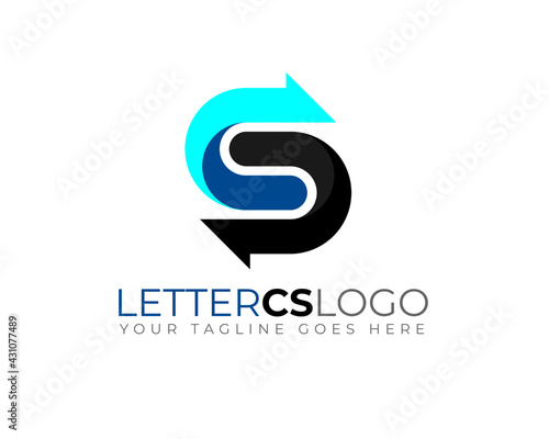 initial letter C S recycle proccess logo