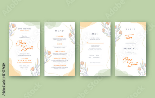 Cheerful and beautiful vertical wedding invitation template