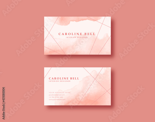 Sweet beautiful business card template with watercolor