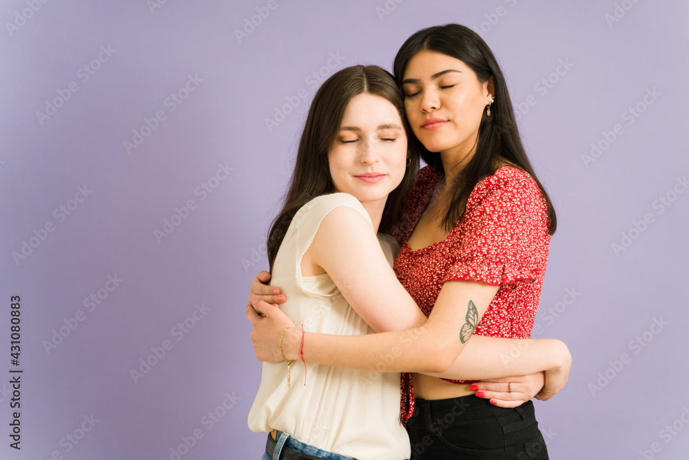 Mixed-race female friendship celebration Mixed-race female friendship celebration