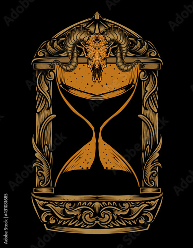illustration vector vintage hourglass ornament