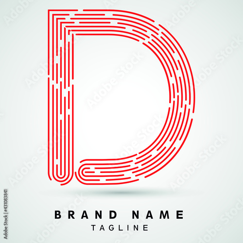 D Letter Logo concept Linear style. Creative Minimal Monochrome Monogram emblem design template. Graphic Alphabet Symbol for Luxury Fashion Corporate Business Identity. Elegant Vector element