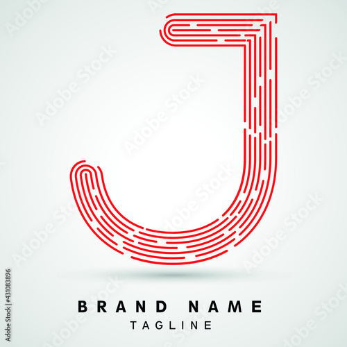 J Letter Logo concept Linear style. Creative Minimal Monochrome Monogram emblem design template. Graphic Alphabet Symbol for Luxury Fashion Corporate Business Identity. Elegant Vector element