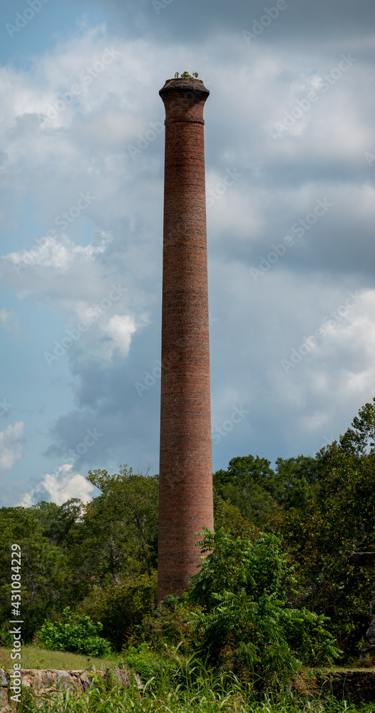 A brick smoke stack from Glendale Shoals near Spartanburg, South Carolina