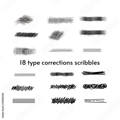vector illustration of bundle of corrections scribbles for students, students, thesis, work, assignments, correction assignments