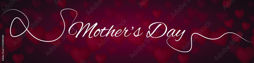 Mother's Day text on heart pattern background, vector illustration. Happy Mothers Day Design for May 9