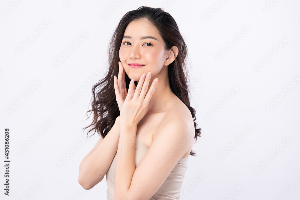 Beautiful young asian woman with clean fresh skin on white background, Face care, Facial treatment, Cosmetology, beauty and spa, Asian women portrait Beautiful young asian woman with clean fresh skin on white background, Face care, Facial treatment, Cosmetology, beauty and spa, Asian women portrait