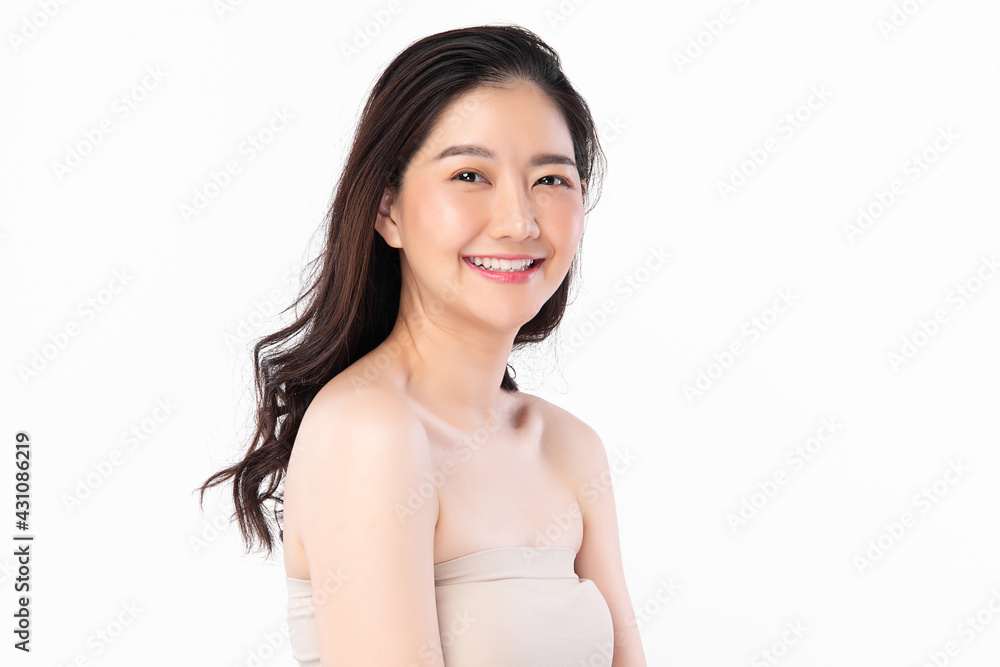 Beautiful young asian woman with clean fresh skin on white background, Face care, Facial treatment, Cosmetology, beauty and spa, Asian women portrait Beautiful young asian woman with clean fresh skin on white background, Face care, Facial treatment, Cosmetology, beauty and spa, Asian women portrait