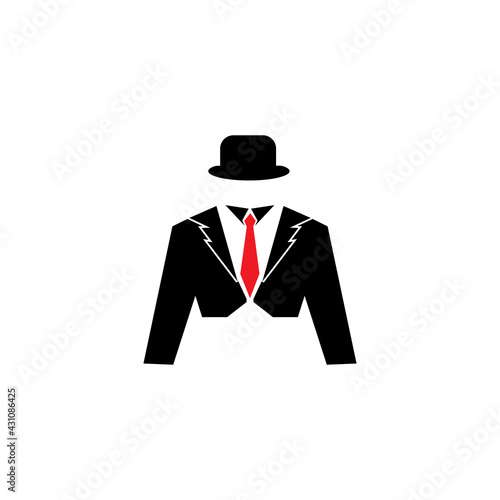 black mafia men tuxedo symbol vector logo