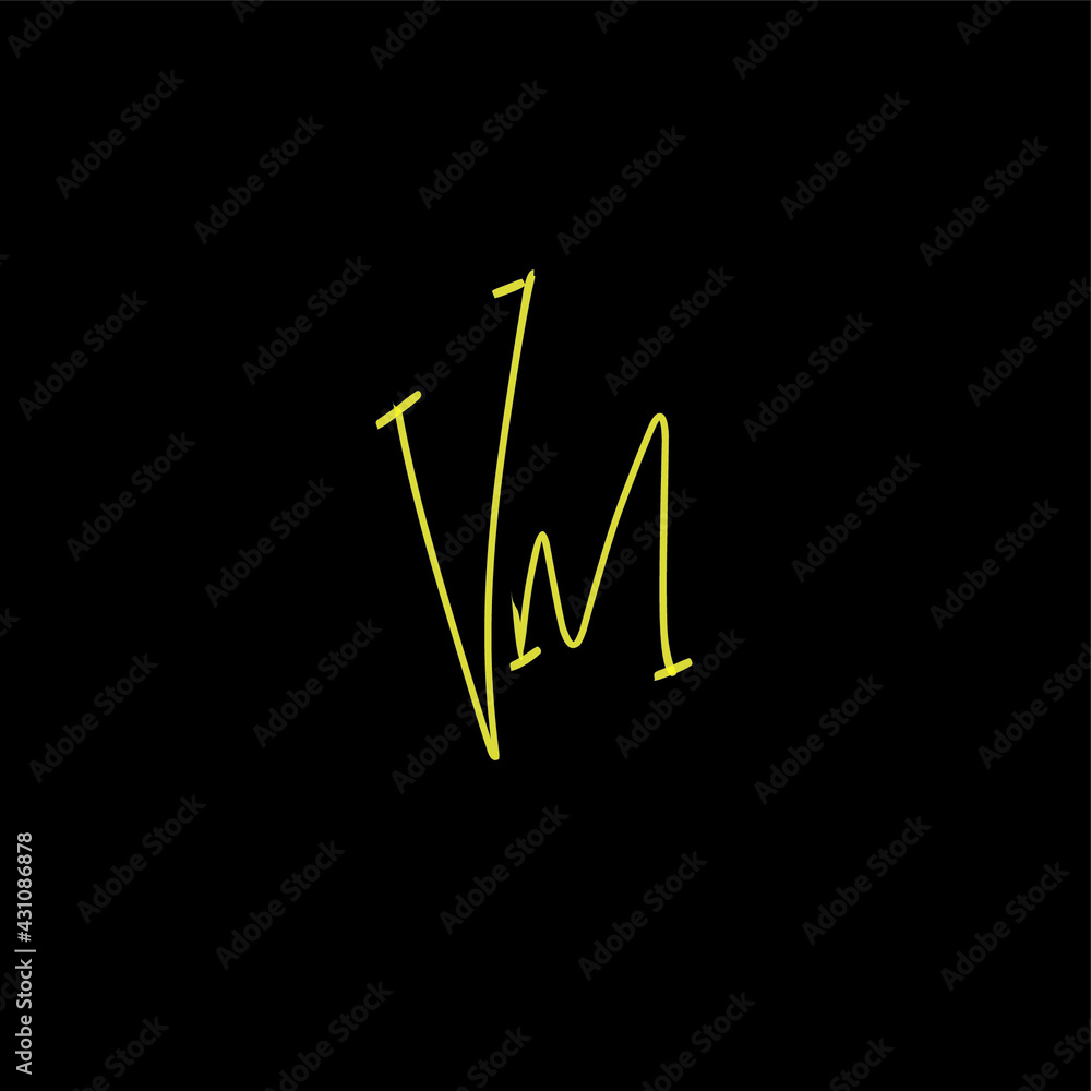VM v m Initial handwriting creative fashion elegant design logo Sign Symbol template vector icon