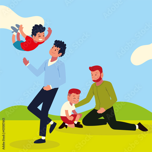 fathers playing with kids