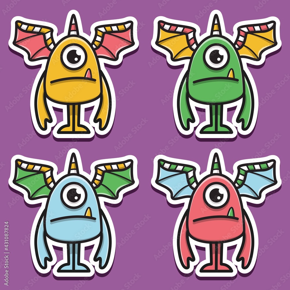 cute monster cartoon doodle design for coloring, backgrounds, stickers ...