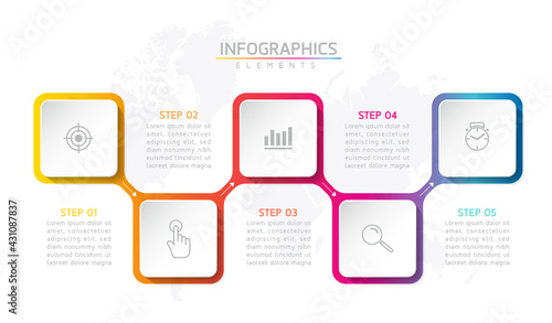 Vector illustration infographics design template, business information, presentation chart, with 6 options or steps.  © Rasarin