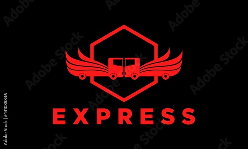 Express delivery truck vector logo