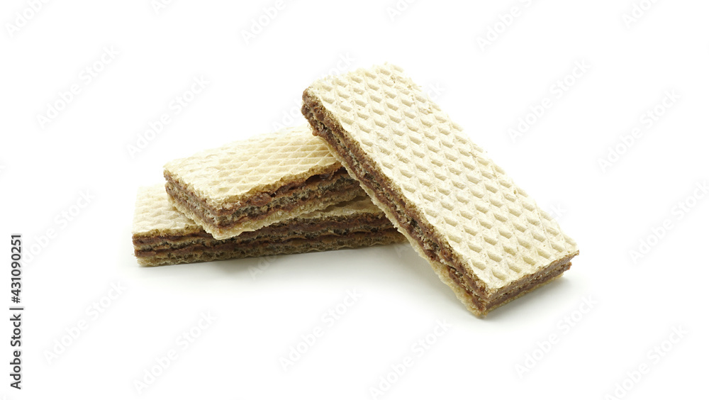 Stack of wafers cream hazelnut chocolate, Isolated on white background Stack of wafers cream hazelnut chocolate, Isolated on white background