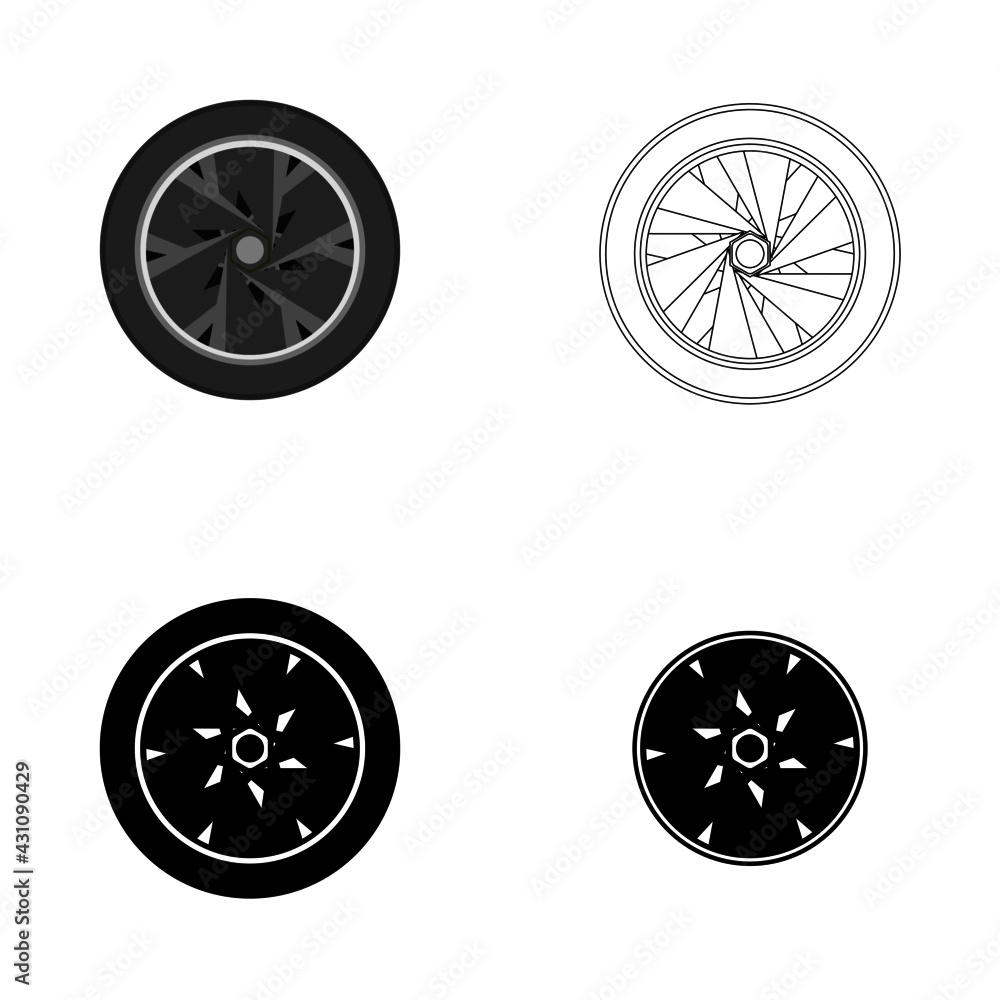 set of car wheel vector on white background