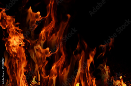 Beautiful hot flame of fire in the dark © athapet