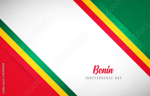 Happy Independence day of Benin with Creative Benin national country flag greeting background