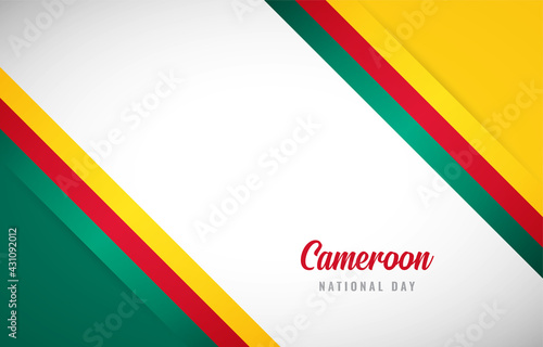 Happy national day of Cameroon with Creative Cameroon national country flag greeting background
