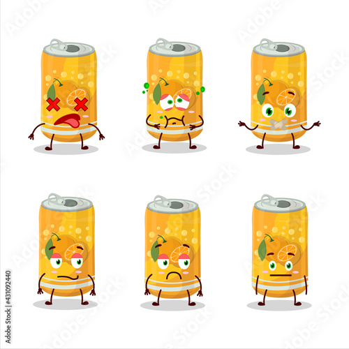 Orange soda can cartoon character with nope expression